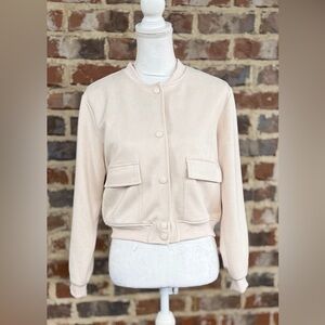 Stylish Women's Cream Bomber Jacket